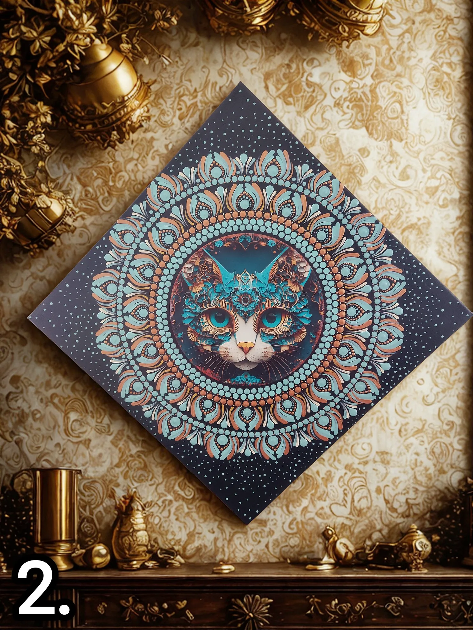 Falra helyezhető kézzel készült mandala dekoráció